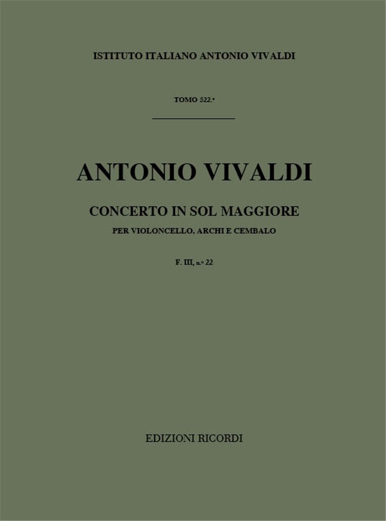 Concerti Per Vc., Archi E B.C.: In Sol Rv 415